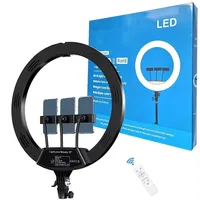 Anneau lumineux LED de 22 pouces, télécommande à intensité variable, 3200-5500K, lampe de bureau pour photographie et maquillage avec support en métal ABS, 12V 45-50W