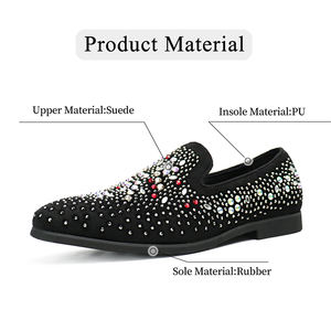 Chaussures habillées décontractées pour hommes en daim et cuir véritable, imperméables, à enfiler, avec strass, idéales pour l'automne et les soirées – Meilleures ventes en gros - Product Image 4