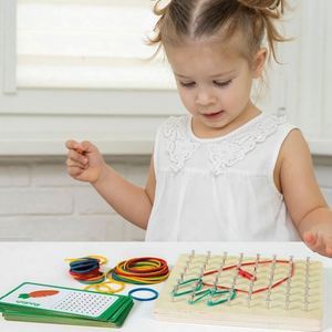 Kids Wooden Geoboard Montessori STEM Toy Graphical Mathematical Education <b>Creative</b> <b>Gifts</b> for Boys Girls - Product Image 4