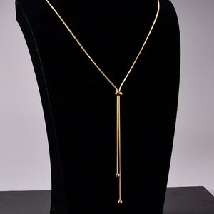 <span class=keywords><strong>Collier</strong></span> en acier inoxydable de conception avancée Fancy Day <span class=keywords><strong>pour</strong></span> femmes, chaîne longue réglable avec barre de tirage plaquée or - Product Image 2