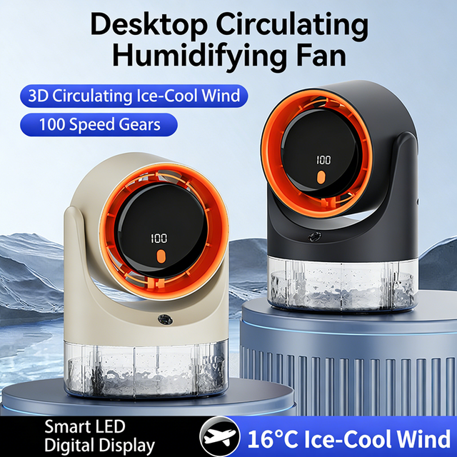 Desktop Mini Fan, Portable USB Misting Fan for Outdoor Camping, Strong Wind Bladeless Cooling Fan with Humidifier Spray Function