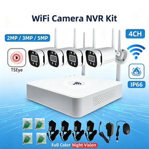 Kit de caméra WiFi TSEye avec vision nocturne couleur, 4 canaux, NVR, 2MP, 3MP, 5MP, IP66, système de sécurité étanche, caméra de surveillance CCTV WiFi - Product Image 1