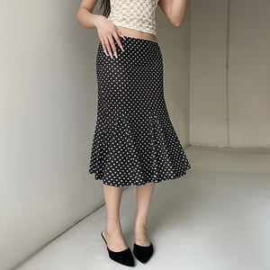 Prix de gros Été 2026 Jupe en maille vintage taille basse pour femme à pois avec ourlet à volants coupe sirène en polyester écologique respirant - Product Image 5