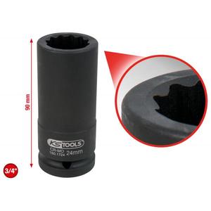 KS TOOLS-150,1724 Zócalo de impacto del eje de transmisión 12 puntos, largo, 3/4 '', 24mm - EAN 4042146675335 TRANSMISIÓN - Product Image 2