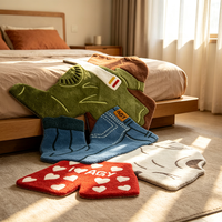 Tapis fait main tufté à la main, forme irrégulière originale, motif jeans, chaussures, pantalons, sur mesure, toutes tailles, découpé sur mesure, pour la décoration de chambre