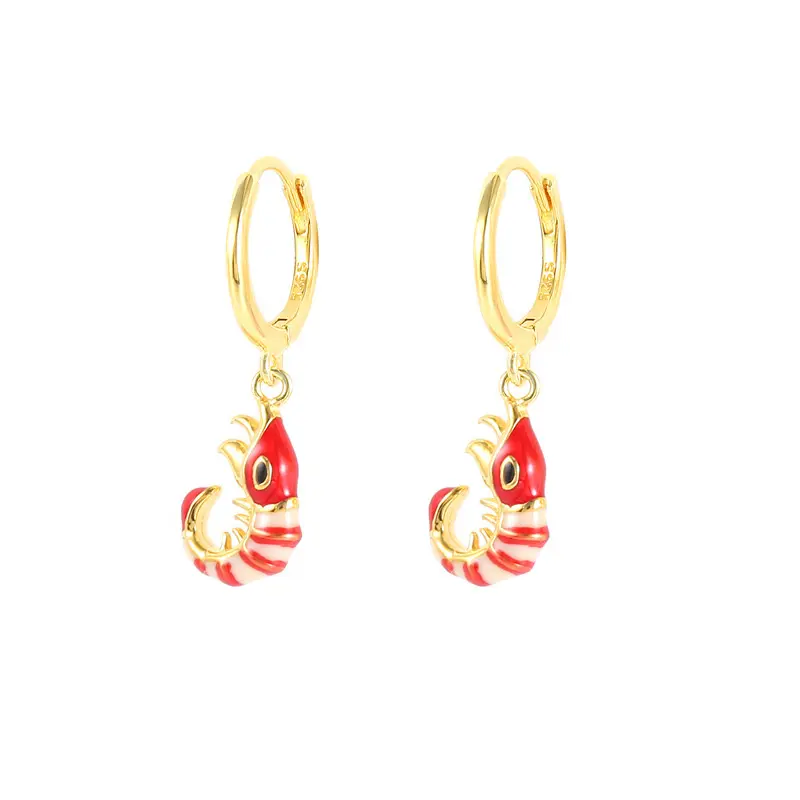 Boucles d'oreilles pendantes en émail, pendantes en forme d'animal de mer, poulpe et crabe, Style de plage, argenté, S925, 2021