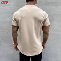 Logo personnalisé imprimé hommes Gym T-Shirt respirant haute extensible coton à manches courtes Scoop Hem solide motif sérigraphie Jersey
