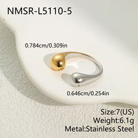 Cincin Tetesan Air Terbuka Berlapis Emas PVD Hipoalergenik Anti-Kusam Model Chunky Teardrop untuk Wanita Perhiasan Fashion