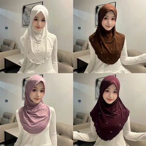 Hijab Zifeng OEM uni pratique pour femmes musulmanes avec strass brillants en <span class=keywords><strong>lin</strong></span> CE - Product Image 2