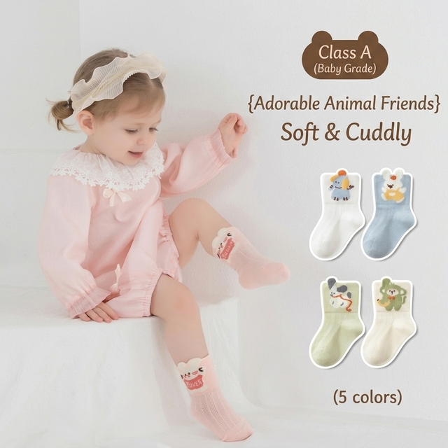 Baby Kids 3D Animal Character Crew Socks Anti-Slip Breathable Eco-Friendly Spandex/Polyester/Cotton Cartoon Embroidery Casual
