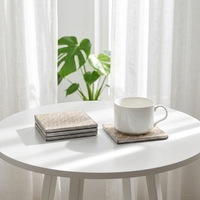 Neture OT082 Ensemble de 4 tapis et sous-plats carrés en bois gravé motif brique, design classique, écologiques et antidérapants pour la table à manger