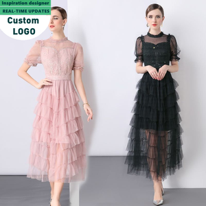 Nouvelle Collection 2025 – Robe de Soirée Élégante à Manches Courtes en Maille, Taille Cintrée, pour Femme - Product Image 2