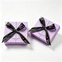 Boîte cadeau personnalisée à double porte avec ruban noir pour parfum, rouge à lèvres, cadeaux d'anniversaire et produits haut de gamme