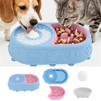 Bol à friandises pour chien 3 en 1, distributeur lent, tapis à lécher en silicone pour chat avec balle roulante