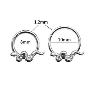Anneau de piercing en acier inoxydable en forme de serpent, diamètre intérieur 8-10 mm, anneau de nez, boucle d'oreille, couleur or, design animal, bijoux de mode - Product Image 3