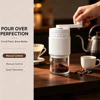 Moulin à café manuel portable mini pour le camping, écologique, avec poignée en bois, meules coniques en acier inoxydable, noir – Utilisation manuelle en voiture