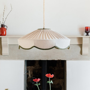 Lampe suspendue vintage française en forme de crème, ampoule LED ronde E27 pour salon, salle à manger, chambre à coucher, design nordique en lin - Product Image 3