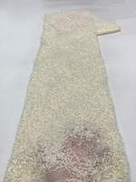 Tissu en dentelle brodée de sequins et de perles en tulle français, haute qualité, 100% polyester, tissu élégant et luxueux pour vêtements