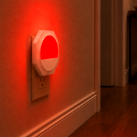 Veilleuse LED à brancher avec capteur crépusculaire 625~630nm, lumière rouge, 1~60lm, intensité réglable pour chambre, salle de bain, couloir, crèche