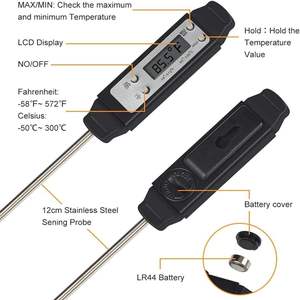 Цифровой кухонный термометр-щуп |   Термометр для мяса с мгновенным считыванием показаний |   Датчик температуры для гриля из нержавеющей стали с ЖК-дисплеем, автоматический - Product Image 2