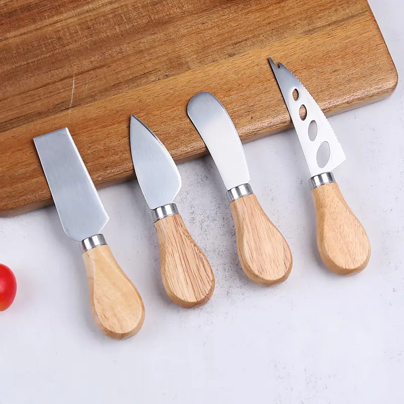 kitchen gadget Kitchenware baking tools 6pcs Cheese Knives Set Stainless Steel Wooden Handle Cheese Knives