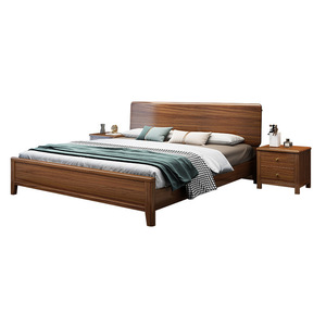 Modern Minimalist Walnut Solid Wood Platform <b>Bed</b> 1.8m Master Bedroom <b>Double</b> <b>Bed</b> Durable Framework Structure Bedroom Furniture - Product Image 4