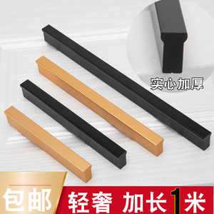 Modern Minimalist Cabinet Handles 1M Long Solid Thick <b>Black</b> Gold Color Drawer Wardrobe <b>Door</b> Hardware - Product Image 5