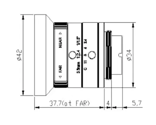 Kamera industri FA, lensa kamera lengan robot kontrol gerakan 16mm 5MP 1/1, 8 "WD 100mm