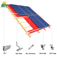 Système de montage solaire pour toitures en tuiles, pour projets photovoltaïques sur toits, conception modulaire avec pinces étanches, crochets réglables pour montage sur toits inclinés
