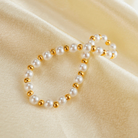 Bracelet en perles élastique, design perlé en acier inoxydable, bijoux élégants pour femmes à porter au quotidien
