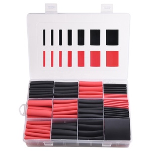 Tự làm 200pcs 3:1 không thấm nước Nhiệt co ngót cáp điện dây bọc Kit Set đen đỏ cách nhiệt nhiệt co nhiệt ống PE chất liệu - Product Image 1