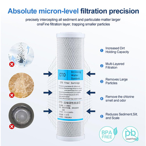 Cartuccia Filtro Acqua CTO <span class=keywords><strong>da</strong></span> 10 Pollici, Blocco di Carbone Attivo, Guscio di Cocco ad Alto Contenuto di Iodio, 5 <span class=keywords><strong>Micron</strong></span>, 1000 GPD per Uso Domestico e Esterno - Product Image 2