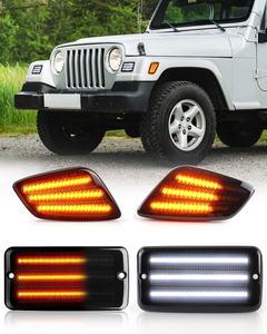 Feux de position latéraux de clignotants dynamiques avant clignotant séquentiel DRL feux indicateurs latéraux d'aile pour <span class=keywords><strong>Jeep</strong></span> Wrangler <span class=keywords><strong>TJ</strong></span> 1997-2006 - Product Image 2