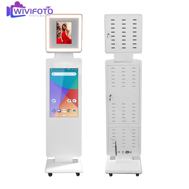 High-quality iPad Compatible Touchscreen Wi-Fi Photo Booth with Booth Frame 10.1 Inch LCD and Ring Light
