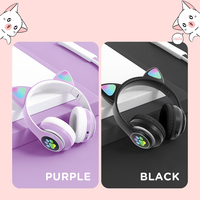 Auriculares inalámbricos con luz Flash y micrófono para niños y niñas, cascos con orejas de gato, LED, regalo