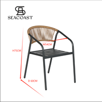 Chaise de salle à manger en rotin pour patio avec structure en métal noir