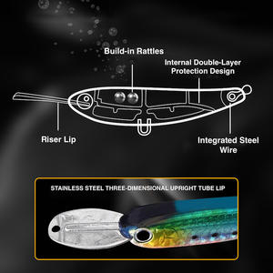 Leurre de pêche Minnow Riser de 65 mm, leurre dur à lèvre montante, coulant, avec lèvre verticale, corps lourd, attaque en surface, pour la pêche au bar - Product Image 3