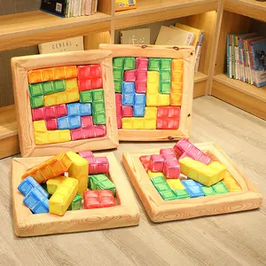 Brinquedo macio engraçado para educação infantil de pais e filhos, blocos de construção de Tetris de pelúcia, brinquedo de pelúcia para crianças