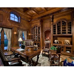 Klasik gaya Eropa disesuaikan rak buku perpustakaan rumah kantor kayu solid kayu mahoni kayu oak walnut belajar rak buku kabinet