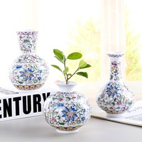 Mini vase en porcelaine bleu et blanc fait à la main de style chinois rétro, décoration de bureau, ornements de fleurs, vase de plante hydroponique