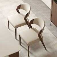 Chaise de salle à manger rembourrée moderne, structure en bois massif, cuir PU, chaise de restaurant commerciale pour hôtel, appartement, salon