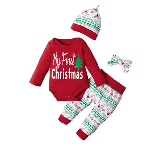 Autumn rompers 2pcs suit my first baby Christmas clothes for kids