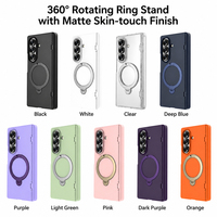 Funda Magnética Plegable con Sensación de Piel para Samsung Galaxy Z Fold 8 Ultra 7 6, 360° °   Funda de vidrio templado con soporte giratorio y cobertura total