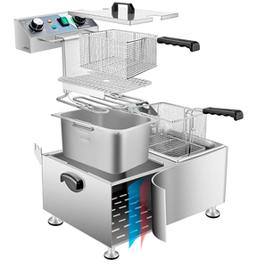 Swenza <span class=keywords><strong>Friteuse</strong></span> électrique à double réservoir <span class=keywords><strong>avec</strong></span> deux paniers, <span class=keywords><strong>friteuse</strong></span> en acier inoxydable haute capacité pour usage commercial et domestique - Product Image 4