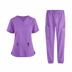 Women Scrub Set Two Piece V Neck Top And Pants With Double Pockets Moisture Wicking For Hospital Use - Product Image 2