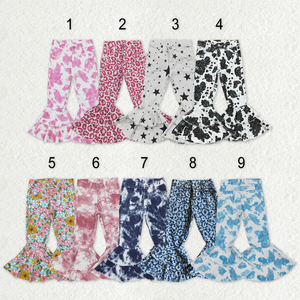Pantalones Acampanados de Moda para Niña, Primavera-Otoño, con Estampado Tie-Dye, Cintura Ajustable y Bolsillos, Venta al por Mayor - Product Image 1