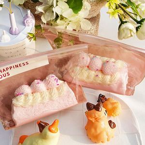 Realistic 10cm Pink Strawberry for Swiss Roll <b>Squishy</b> Toy Food-Grade Silicone Fidget Gift for Kids and Adults Enhance Happy Mood - Product Image 3