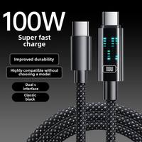 Câble USB Type-C vers C avec affichage numérique LED, charge rapide PD 240W, tressé en nylon, cuivre pur pour mobile et ordinateur portable