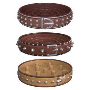 מותאם אישית לסביבה בצבע כסף אבזם כסף גדיל מאכל פורצלן חום כהה מעור בצורת מזין איטי - Product Image 6