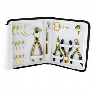 Kit d'outils d'extension de cheveux tout en un Outil de boucle de ciseaux Micro Beads Tape ins Remover Plier Keratin Bond Cutter clips Finger tool - Product Image 1